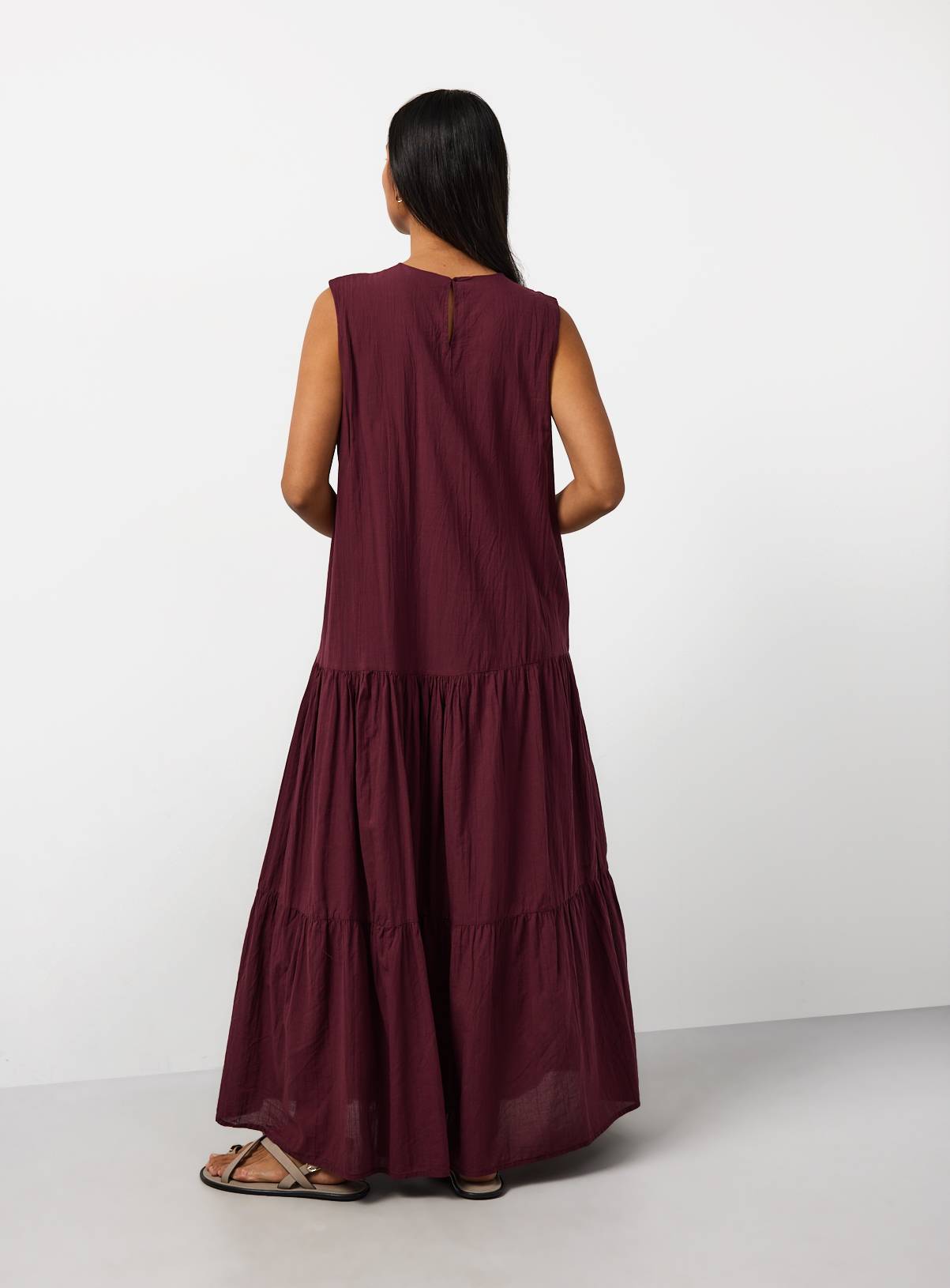 Berry Red Drop Waist Sleeveless Tiered Dress 12 - Image 4